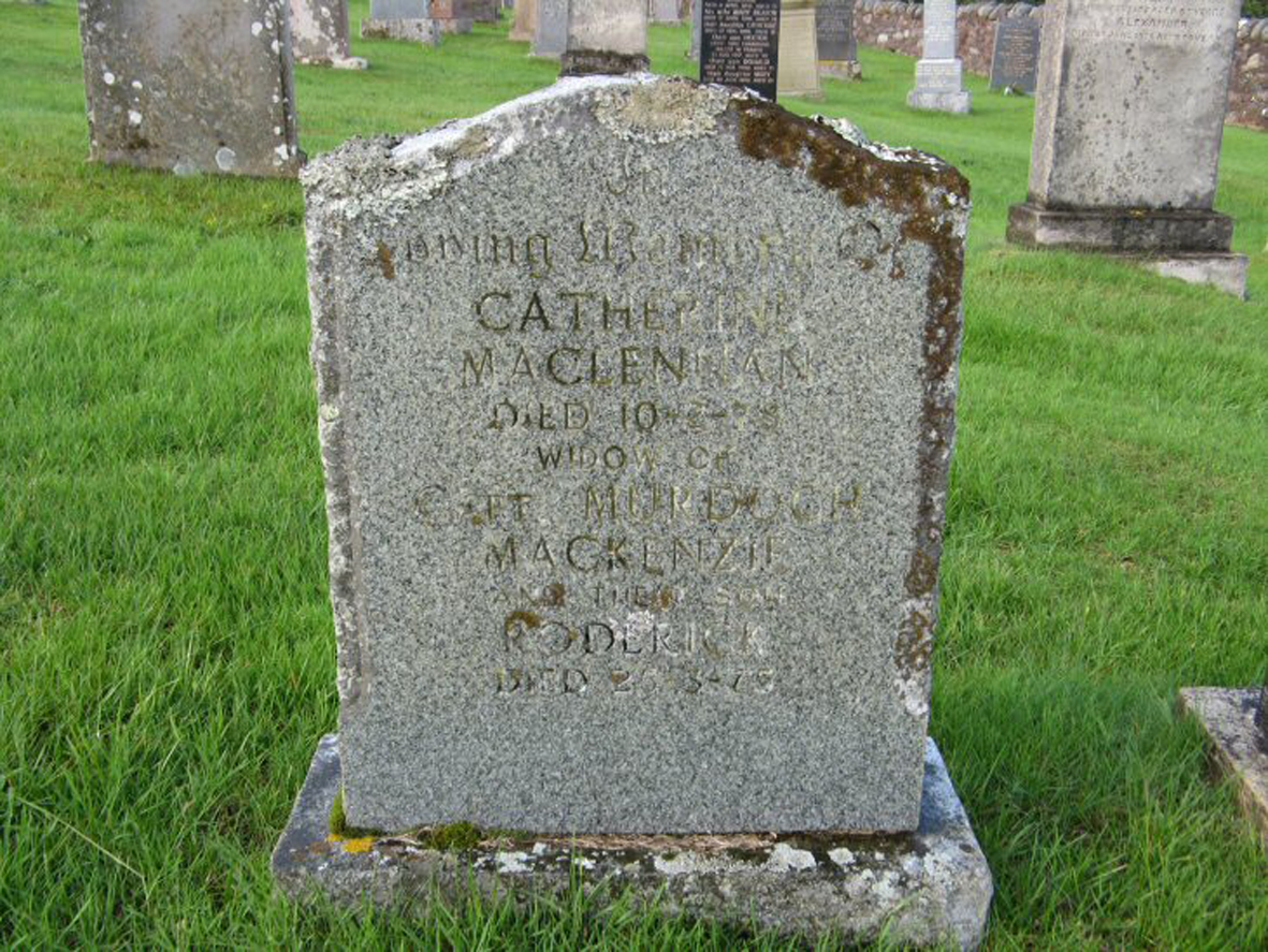 Photo of headstones/Catherine MacLennan died 10-2-78 MI Laide Old
